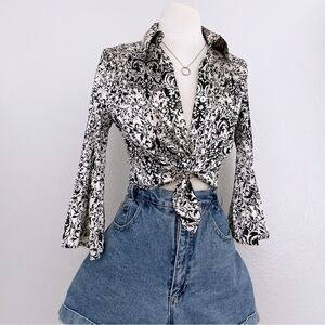 Satin Accordion Long Sleeve Top